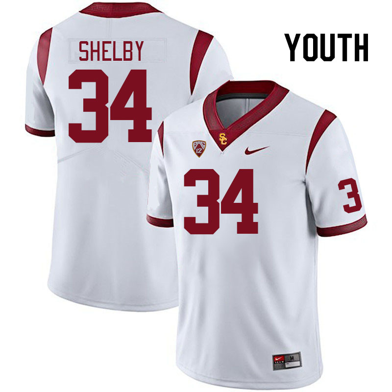 Youth #34 Braylan Shelby USC Trojans College Football Jerseys Stitched Sale-White
